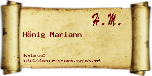 Hönig Mariann névjegykártya